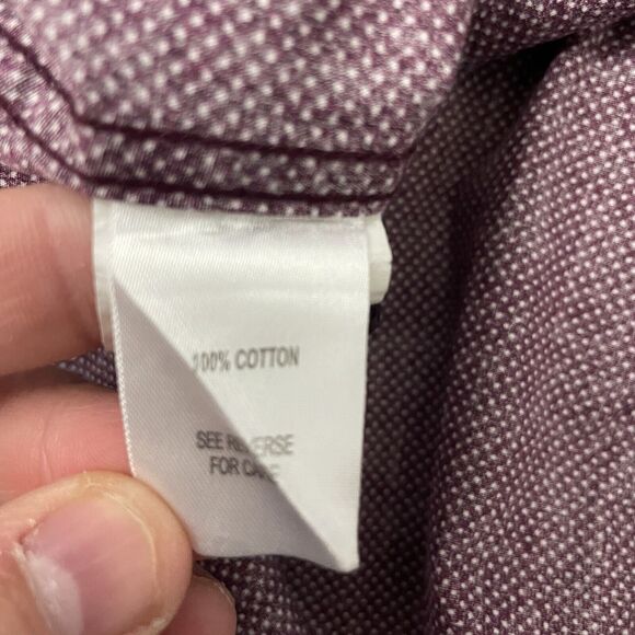 Johnston & Murphy Men's Large Purple Polka Dot Contrast Cuff Button-Front Shirt - Picture 7 of 7